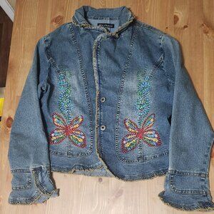 MECHANT Denim 90s Butterfly Embroidered Jacket